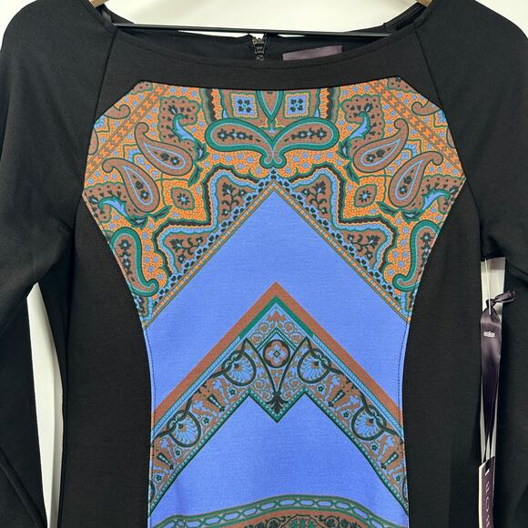 NWT Hale Bob Floria Long Sleeve Sheath Dress Boat Neck Paisley Print Size M - Picture 4 of 11
